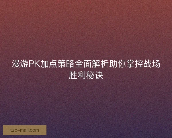 漫游PK加点策略全面解析助你掌控战场胜利秘诀